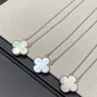 [Plus Jewelry]CLOVER MEDIUM SILVER WHITE MOP NECKLACE