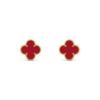 [Plus Jewelry]CLOVER MINI 9.5MM CARNELIAN EARRINGS