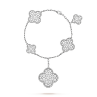 [Plus Jewelry]CLOVER 6 MOTIFS SILVER DIAMOND BRACELET