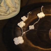 [Plus Jewelry]CLOVER BRACELET 5 MOTIF SILVER DIAMOND PAVED