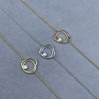 [Plus Jewelry]HOLLOW HEART SINGLE DIAMOND BRACELET