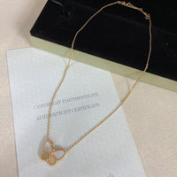 [Plus Jewelry]NEW ROSE GOLD WHITE MOTHER OF PEARL BUTTERFLY NECKLACE