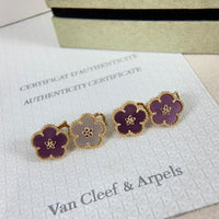 [Plus Jewelry]NEW PURPLE PLUM FRAGRANCE PLUM BLOSSOM GOLD EARRINGS
