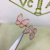 [Plus Jewelry]TWIN BUTTERFLY NEW DIAMOND & PINK BUTTERFLY RING
