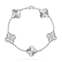 [Plus Jewelry]CLOVER 5 MOTIF SILVER DIAMOND BRACELET