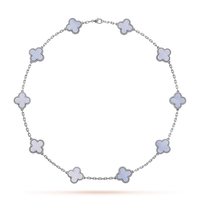 [Plus Jewelry]CLOVER 10 MOTIFS BLUE CHALCEDONY NECKLACE