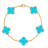[Plus Jewelry]CLOVER 5 MOTIFS TURQUOISE BRACELET