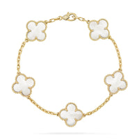[Plus Jewelry]CLOVER WHITE PEARL MOP 5 MOTIF BRACELET COLLECTION