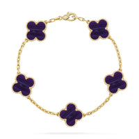 [Plus Jewelry]CLOVER 5 MOTIF PURPLE STRIPES BRACELET COLLECTION