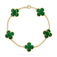 [Plus Jewelry] CLOVER 5 MOTIF MALACHITE BRACELET COLLECTION