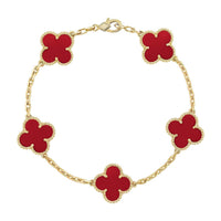 [Plus Jewelry] CLOVER 5 MOTIF RED CORNELIAN BRACELET COLLECTION