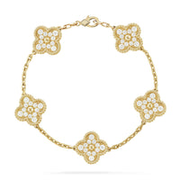 [Plus Jewelry] CLOVER 5 MOTIF FULL DIAMOND BRACELET COLLECTION