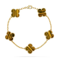 [Plus Jewelry] CLOVER 5 MOTIFS TIGER EYE BRACELET COLLECTION