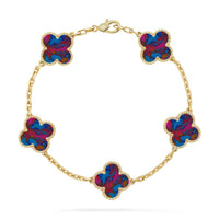 [Plus Jewelry]CLOVER 5 MOTIF COLOR GEMSTONES BRACELET COLLECTION