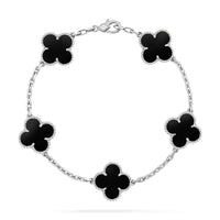 [Plus Jewelry]CLOVER 5 MOTIF ONYXS  BRACELET SILVER