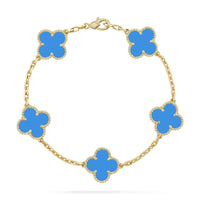 [Plus Jewelry]CLOVER 5 MOTIFS BLUE AGATE BRACELET