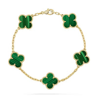 [Plus Jewelry]CLOVER 5 MOTIFS MALACHITE BRACELET