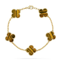 [Plus Jewelry]CLOVER  5 MOTIFS TIGER EYE BRACELET