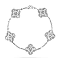 [Plus Jewelry]CLOVER 5 MOTIFS  DIAMOND BRACELET SILVER