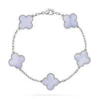 [Plus Jewelry]CLOVER  5 MOTIF PURPLE CHALCEDONY BRACELET SILVER