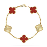 [Plus Jewelry]CLOVER  5 MOTIFS CARNELIAN GOLD BRACELET