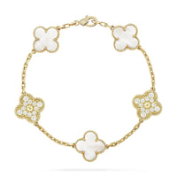 [Plus Jewelry]CLOVER BRACELET 5 MOTIF WHITE MOP DIAMOND