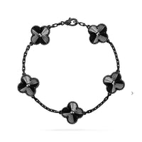 [Plus Jewelry]CLOVER 5 MOTIF BLACK BRACELET