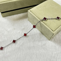 [Plus Jewelry]CLOVER 6 MOTIF RED AGATE BRACELET