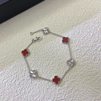 [Plus Jewelry]CLOVER 6 MOTIF RED AGATE LASER BRACELET