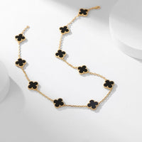 [Plus Jewelry]CLOVER 10 MOTIFS ONYX NECKLACE