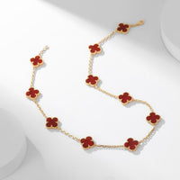 [Plus Jewelry]CLOVER 10 MOTIFS CARNELIAN NECKLACE