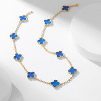 [Plus Jewelry]CLOVER 10 MOTIFS BLUE AGATE NECKLACE