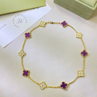 [Plus Jewelry]CLOVER 10 MOTIFS  PURPLE VIOLET DIAMOND NECKLACE