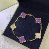 [Plus Jewelry]CLOVER  5 MOTIFS  PURPLE VIOLET DIAMOND BRACELET
