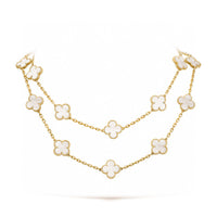[Plus Jewelry]CLOVER 20 MOTIFS WHITE MOP NECKLACE