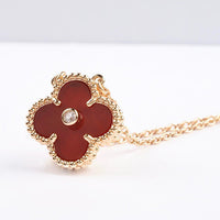 [Plus Jewelry]CLOVER 15MM DIAMOND CARNELIAN NECKLACE