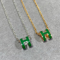 [Plus Jewelry]POP H GREEN NECKLACE SILVER AND GOLD