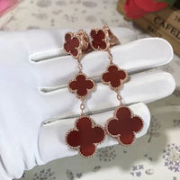 [Plus Jewelry]CLOVER 3 MOTIF CARNELIAN DROP EARRINGS