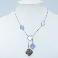 [Plus Jewelry]CLOVER MOP CHALCEDONY NECKLACE SILVER 6 MOTIF