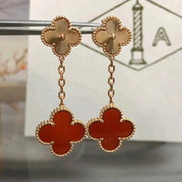 [Plus Jewelry]CLOVER 2 MOTIF  LASER CARNELIAN EARRINGS