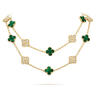 [Plus Jewelry]CLOVER 20 MOTIFS MALACHITE DIAMOND NECKLACE
