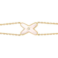 [Plus Jewelry]JEUX BRACELET WHITE MOP GOLD 1 DIAMOND