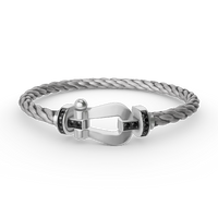 [Plus Jewelry]FORCE LARGE HORSESHOE BLACK DIAMOND BRACELET SILVER