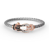 [Plus Jewelry]FORCE LARGE HORSESHOE BLACK WHITE DIAMOND BRACELET ROSE GOLD