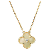 [Plus Jewelry]CLOVER 15MM DIAMOND GOLD MOTHER OF PEARL NECKLACE