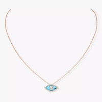 [Plus Jewelry]Lucky Eye Diamond Necklace in Rose Gold and Turquoise