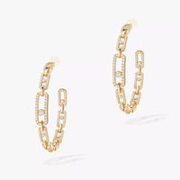 [Plus Jewelry]Move Link Diamond Hoop Earrings