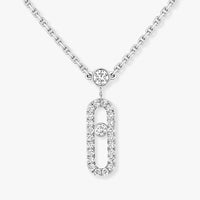 [Plus Jewelry]2 Rows Rose Gold Diamond Pave_ Necklace Move Uno