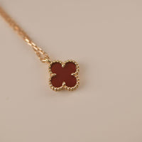 [Plus Jewelry]CLOVER MINI 9.5MM WHITE CARNELIANS NECKLACE