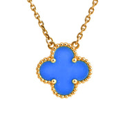[Plus Jewelry]CLOVER 15MM BLUE AGATE NECKLACE